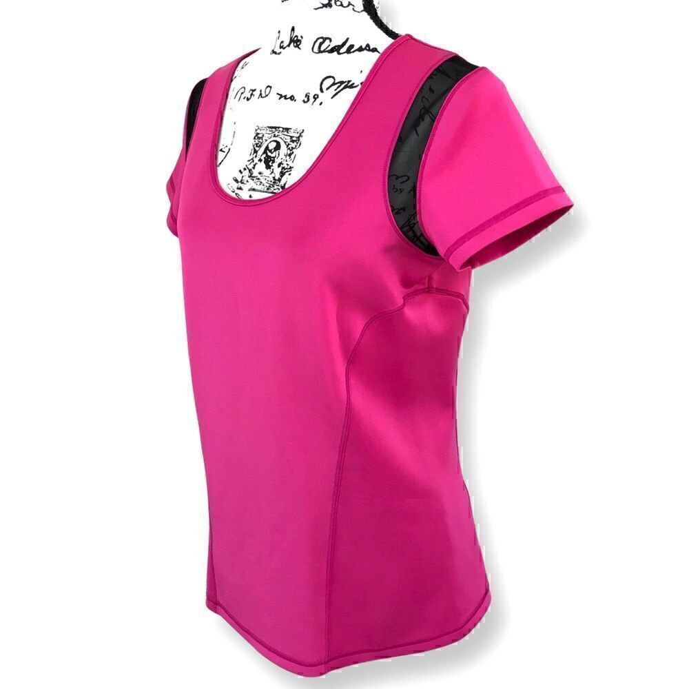 NYDJ City/Sport Athletic Tee Mesh Cutouts Hot Pink Size M - Picture 4 of 9